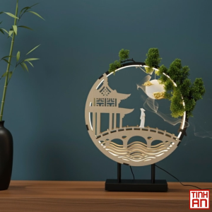 Thác Khói Phong Thuỷ Tiểu Cảnh Trầm Hương Lạc Nguyệt Thi Nhân Thiền An Shop Decor Không Gian Sống.