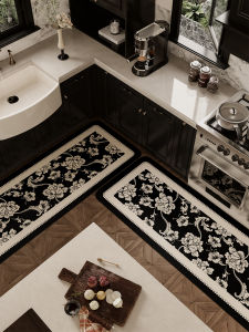 Luxurious French Style Kitchen Floor Mat Lithia Absorbent Mud No Wash Anti Slip Modern Oil Resistant Carpet Digital Printing