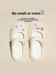 Mary Janes Thick Heel Sandals Womens Summer Outdoor Wear Heightening Beach Anti-slip EVA Headed Clog Shoes Sweet Style Low Top