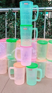12 Pcs Gelas Plastik 750 ml Warna + Tutup