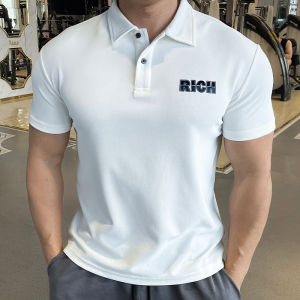 เสื้อยืดคอโปโลแขนสั้นทรงสลิมฟิตสำหรับผู้ชาย ผ้าโพลีเอสเตอร์ ระบายอากาศได้ดี ดูดซับเหงื่อ สำหรับผู้ชายที่ออกกำลังกาย ฤดูใบไม้ผลิ 2024