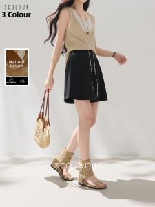 3COLOUR·S | Lyocell Loose High Waist Culotte Shorts M