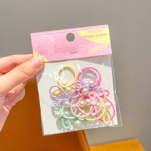 Silver Pearl Bow Hair Ties