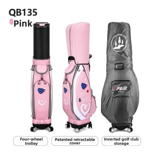 PGM GOLF | Womens Golf Travel Bag with Rotatable Wheels Transparent Hard Shell New Design
