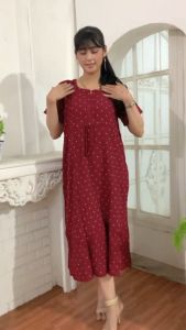 Daster Polkadot Rayon Adem: Daster Polkadot Jumbo, Lengan Pendek, Lengan Panjang, Hijab, Dewasa, dan Murah
