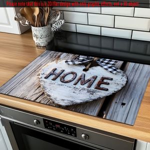 VIKAMA Non-Slip Heat-Resistant Stove Top Protector Mat for Kitchen Rangetops and Dryers Country Vintage Style Decorative Cover