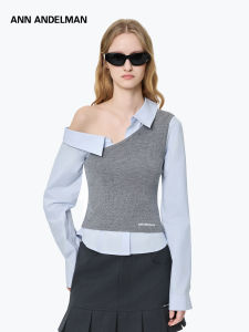ANN ANDELMAN | Elegant Shoulder-revealing Shirt and Knit Vest Set