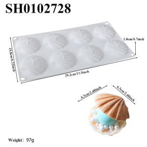 8 Cavity Small Shell Mousse Cake Mold Chocolate Dessert Cookie Silicone Mold French Dessert Baking Mold
