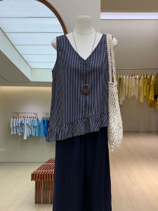 เสื้อเชิ้ตคอวีแขนกุดผู้หญิง ทรงหลวม ทรงหลวม สไตล์เกาหลี ผ้าโพลีเอสเตอร์ ปกติ ฤดูร้อน 2025 เสื้อกั๊กผ่าหลังสไตล์ใหม่