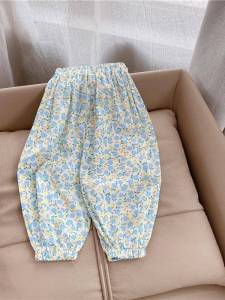 Quần Dài Thường Ngày Mùa Hè Cho Bé Gái Cạp Cao in Hoa Rộng Rãi Có Khóa Kéo Chống Muỗi Phong Cách Hàn Quốc MEHTT