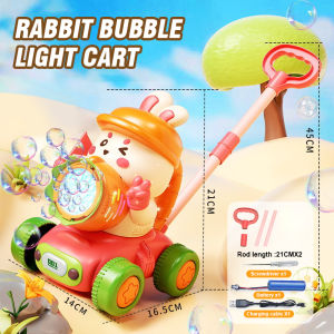 CONUSEA | Turnip Rabbit Bubble Lawn Mower Machine Trolley Push with Light Bubbles Soap Blowing Party Outdoor Childrens Toy for Kids Gifts