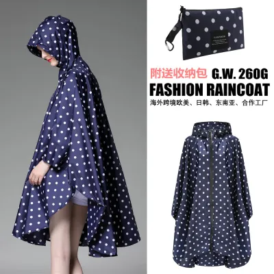 Long Waterproof Raincoat Unisex Cycling Adult Outdoor Fashionable Cowl Neck Rain Poncho Single Size for Hiking And Riding