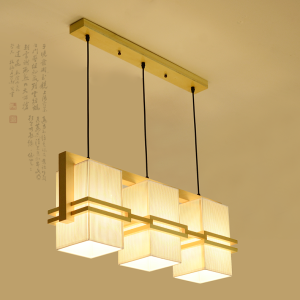 Chinese-Style Solid Wood Ceiling Lamp with 3 Heads Dining Room Modern Minimalist Bar Lamp Chinese-Style Engineering Ceiling Lamp for Tea House and Restaurant