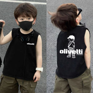 Áo Thun Bé Trai Mùa Hè Cộc Tay Không Tay Cotton Vải Bông Thời Trang Thời Trang Đường Phố Quần Áo Tinh Khiết Áo Gile Bông Em Bé Thích Hợp Cho Lứa Tuổi 2-14 Tuổi