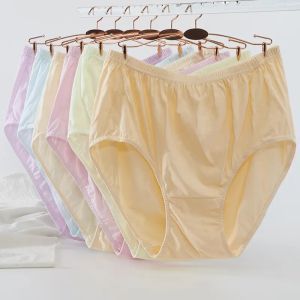 กางเกงในผ้าฝ้ายเอวสูงสำหรับผู้หญิงผู้สูงอายุสบาย หลวม กางเกง หัวคุณยายสามเหลี่ยม กางเกงชั้นในหญิง ต้านเชื้อแบคทีเรียสีบริสุทธิ์
