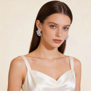 SEQUITO Delicate Ladies Silver Plated Jewelry Micro Pave Shiny AAAAA Cubic Zircon Symmetric Butterfly Big Stud Earrings for Prom SE1063