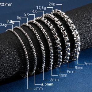 Vòng Tay Chuỗi Cuba Tối Giản Dành Cho Nam 3/4/5/6/7mm Thép Không Gỉ Phong Cách Punk Dây Đeo Tay Thời Trang Phụ Kiện Dành Cho Anh Ấy