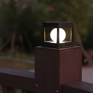 Vimite LED Solar Column Light Outdoor Waterproof Warm Courtyard Lamp Fence Decorative Post Light for Lawn Gate House Pathway