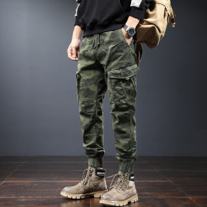 American Camouflage Work Pants Mens Trendy Brand Cuffed Loose Pure Cotton Casual Pants Mens Autumn Winter Elastic Sweatpants