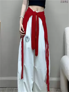 กระโปรงทรงเอทรงเอครึ่งแข้งสีแดง กระโปรงทรงเอสไตล์วันพีซสำหรับเต้นรำแจ๊ส สไตล์ลำลอง ผ้าไนลอนสีพื้น