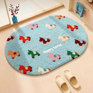 VIKAMA Cartoon Happy Little Pony Bathroom Mat Soft Plush Childrens Room Carpet Bedroom Hallway Door Mat Home Decoration