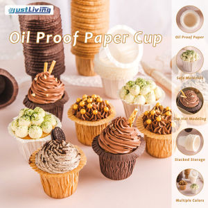 JustLiving 30 ชิ้นอุปกรณ์ทำครัว DIY ถาดมัฟฟินเคสกระดาษรองเค้กเค้กคัพเค้ก (รูปหน้ากระดาษคัพเค้กถ้วยอบขนมคัพเค้กทนทานต่อหมวกทรงกลม 1,000 ชั่วโมง)