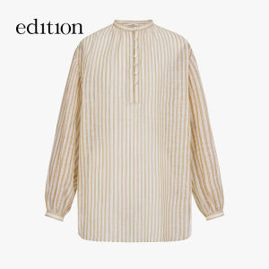 edition | Summer Vintage Stripes Cotton Linen Womens Blouse