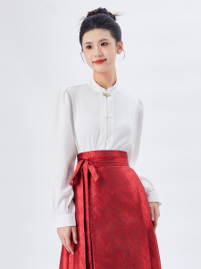 Original Hanfu 【Bamboo Shadow】New Chinese Style Womens Commuter Shirt Versatile Top Hanfu Ma Face Skirt for Daily Wear