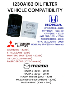 Made in Japan Genuine Parts Oil Filter 1230A182 Honda Civic Accord City BR-V HR-V MOBILIO JAZZ FIT