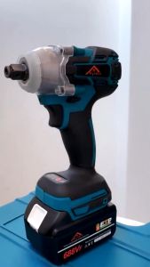 Hyreto 1000N.M Brushless Electric Impact Wrench 688VF Battery Original Rechargeable Drill Ratchet Wrench Cordless Electric Portable Impact Wrench Heavy Duty Wrench Set with Large Torque