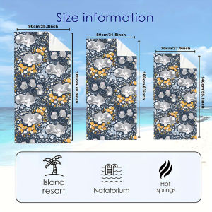 Cat Mouse Floral Beach Towels Ultra Lightweight Quick Drying Super Absorbent Summer Essential Fast-Drying Towel for Beach