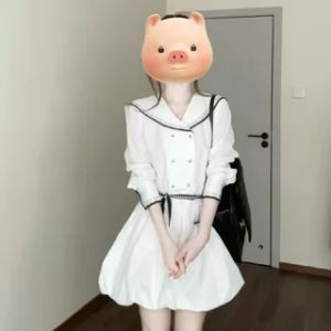 Y6Y | Đầm Dài Tay Mùa Hè Phong Cách Học Đường Màu Trắng