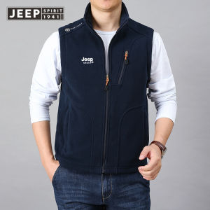 JEEP SPIRIT Men Fleece Warm Vest Jackets Autumn Winter Leisure Waistcoat Outdoor Hiking Motorcycle vest M-5XL