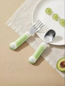 SHI YUE JIE JING | Baby Learning Training Spoon Stainless Steel