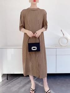 L-1001F# One Size (45-75kg) Spring And Summer Pleated Dress Female Tassel Shape Slimming WomenS Wear