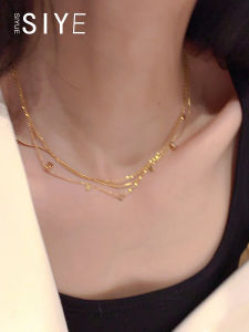 Vòng cổ mạ vàng 18k cao cấp dành cho nữ với dây chuyền xương rắn và mặt dây chuyền thủy tinh hữu cơ Phong cách Nhật Bản sang trọng và thời trang