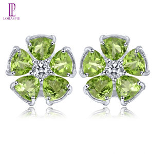 Lohaspie Jewelry Pure 7.5 Carat Solid Sterling Silver 925 Clip Earring Original Natural Peridot Clip Earring 925 Silver Peridot Earring Peridot Earring For Women Silver 925 Jewelry