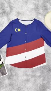 Blouse Muslimah Baju Long Sleeve Shirt Peringatan 68 Tahun Merdeka Baju Hari Kebangsaan 2025 68th Independence Commemorative Shirt