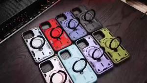 Kes magnet untuk iPhone 16 Pro max 15 Pro max 14 Pro 13 12 menaik taraf pemegang pendirian berr perlindungan bercagak