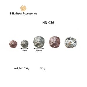 (5 nút) Nút áo thời trang cao cấp mới kim loại hình vỏ sò phong cách hiện đại cho áo vest sơ mi NN-036 18mm 28mm