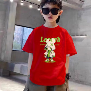 Childrens Short Sleeve T-Shirt New Years Clothing Red Top Half Sleeve Casual Cotton Kids Wear for Boys And Girls