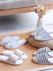 Japanese cotton and linen slippers non-slip thick-soled indoor slippers fashion casual couple home slippers