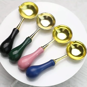 Wax Spoon 11.6*3cm Metal+Wooden Handle Wax Melting for Wax Seal Wedding Vintage Craft Wax Spoon Easy to Use