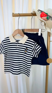 ชุดเสื้อผ้าเด็กทารก คุณภาพสูง ผ้าฝ้าย ทารกแรกเกิด เสื้อสวมหัว สไตล์เกาหลี เสื้อโปโล ชุดสูท 2 ชิ้น ลำลอง ชุดเด็ก