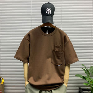 Summer New Style Mens Casual Loose Short Sleeve T-Shirt Fashionable Brand Simple Design Versatile Five-Quarter Sleeve Tee