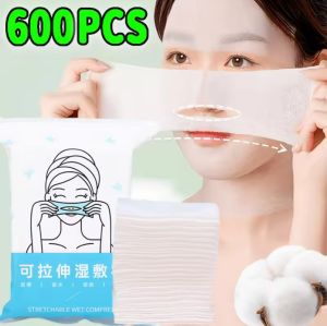 【Grilrigrin】50-600Pcs Perforated Design Wet Compress Cotton White Non Woven Fabric Stretchable Multifunction Wet Patch Cotton Face Care Tool