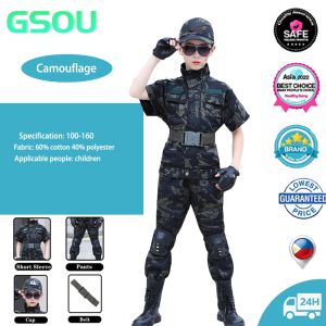 Police Costume for Kids Boys & Girls | Pulis Uniform Set (Cap+Shirt+Pants) | SWAT & Army Role Play Dress | School Performance/Career Day Costume | Halloween Party Outfit