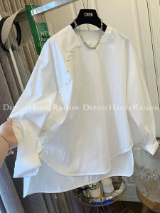 YEBO | New Chinese Style Pearl Shirt for Men and Women Spring and Autumn Loose and Casual