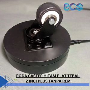 Set 4 Roda Caster Nylon Hitam Tanpa Rem dengan Bearing Tebal untuk Troli dan Etalase