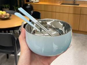 Gradient Color 304 Stainless Steel Dining Set Bowl Spoon Fork Set Home Use Meal Time Utensils Chef Lady Personal Use Set